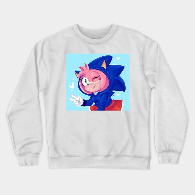 Amy Rose wearing Sonic Suit Crewneck Sweatshirt by Zer0GG.sth